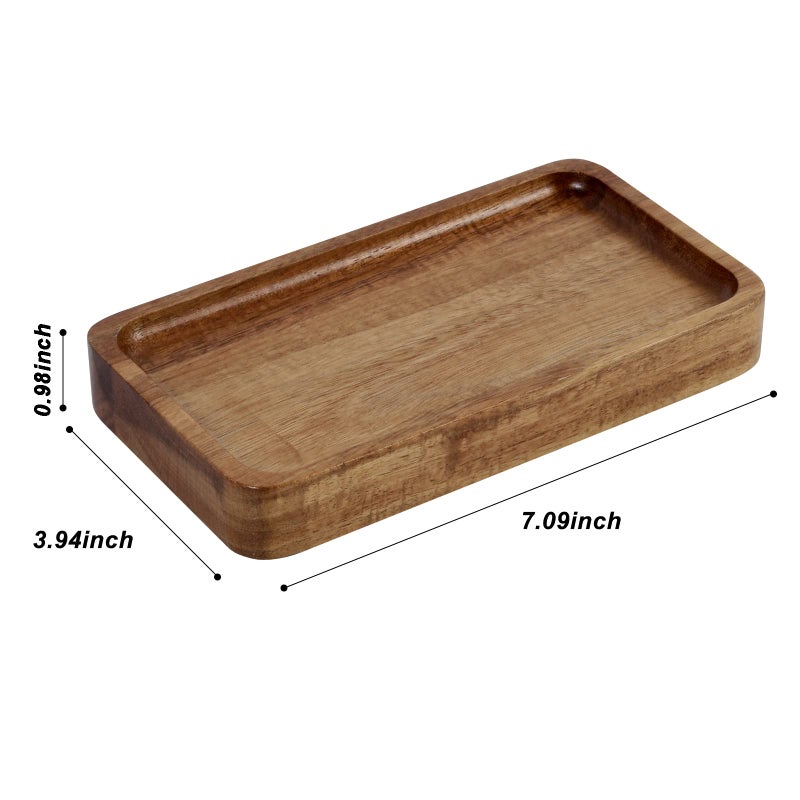 Janxin Vanity Tray  Bathroom Tray  Soap Dispenser Tray for Bathroom  Kitchen and Home Decor(Acacia-Small) - Image 3